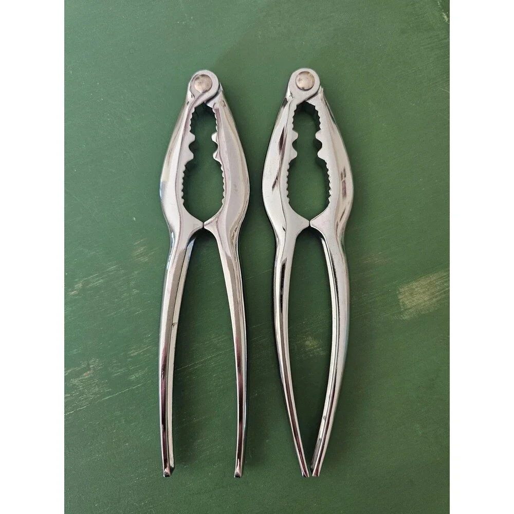 2 Metal Seafood Or Nut Crackers Silver Colored